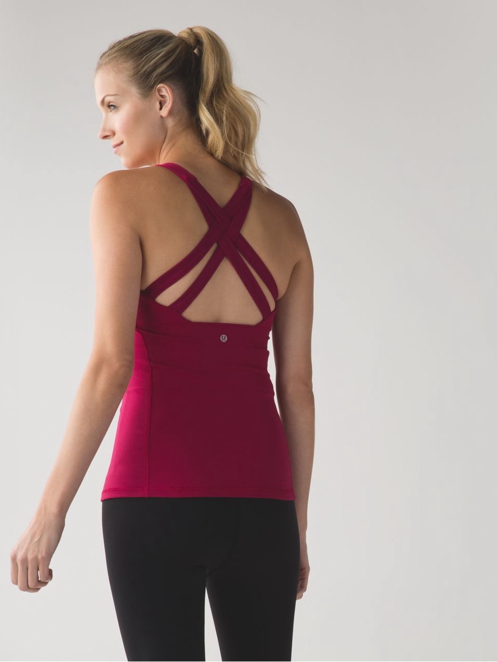 Lululemon Enhearten Tank Berry Rumble Size 6 Built-In Bra Criss Cross